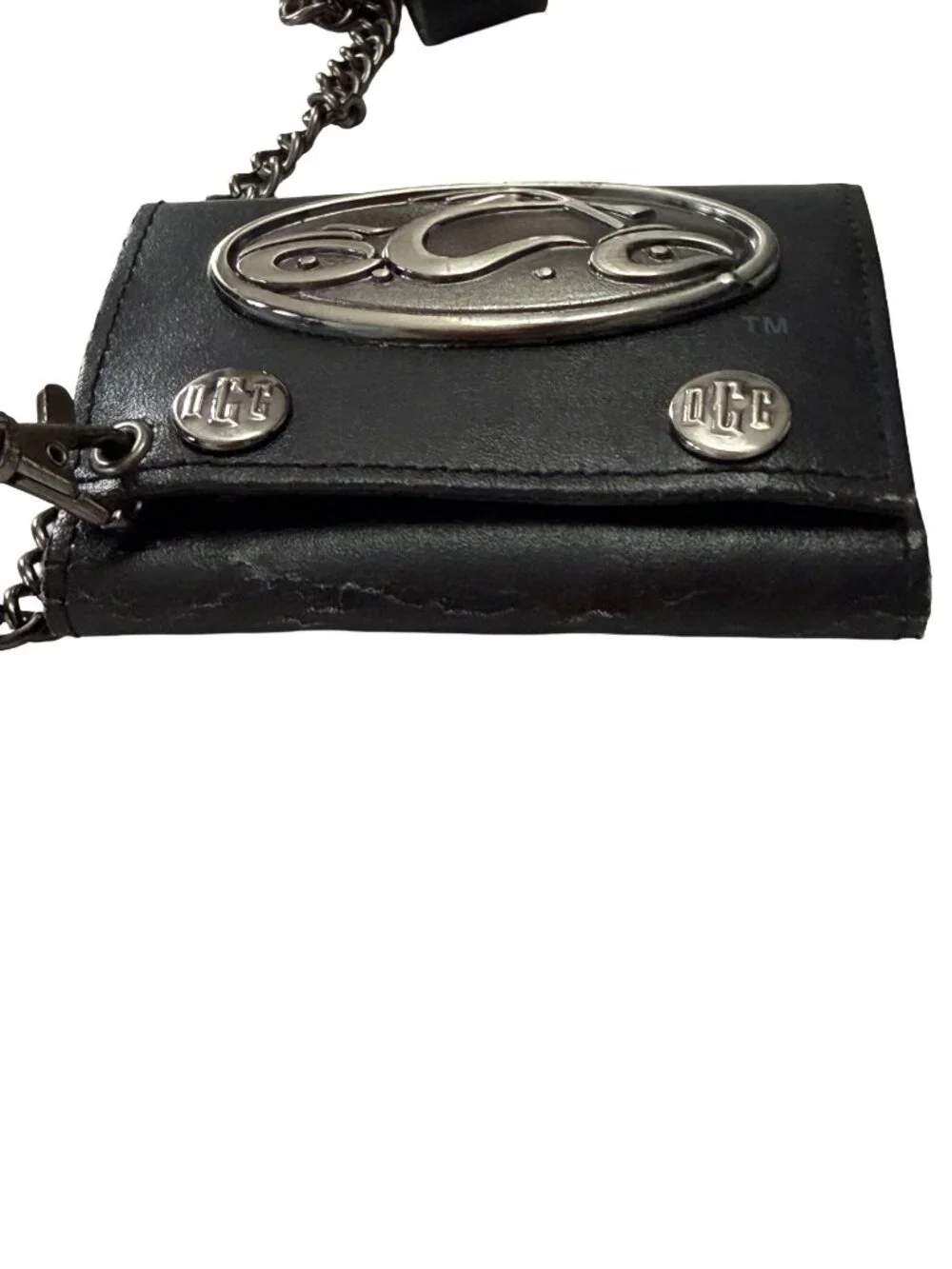 Orange County Choppers OCC Genuine Leather Chain Wallet Biker Motorcycle Trifold